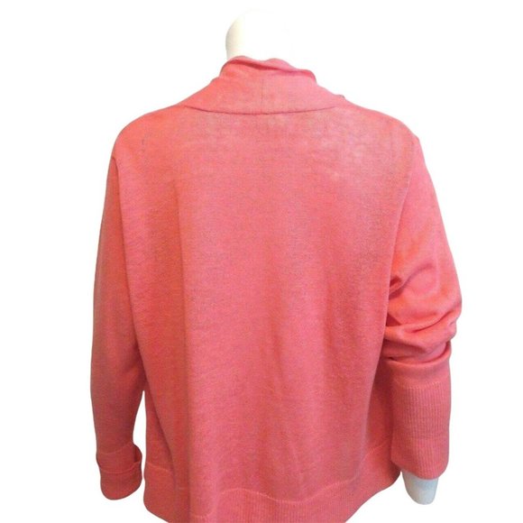 EILEEN FISHER Open Front Draped Cardigan Sweater 100% Linen Pink Salmon Size XL - Picture 10 of 12